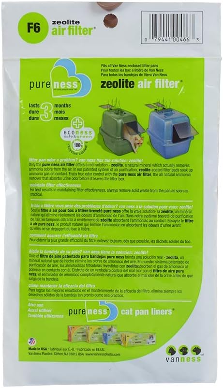 Van Ness Pets Odor Reducing Zeolite Cat Litter Box Air Filter, Fits All Van Ness Pans, 1 Count (Pack of 4)