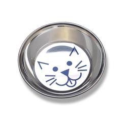Van Ness Decorated Stainless Steel Saucer Cat Dish /8oz.