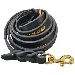 BRAIDED LEATHER LEASH (3/4") w/ RING