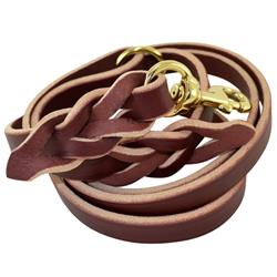 BRAIDED LEATHER LEASH (3/4") w/ RING