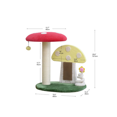 PetPals Apartment-Sized Magical Mushroom Cat Perch - 20"H, 2 Level, Medium, Moultrie
