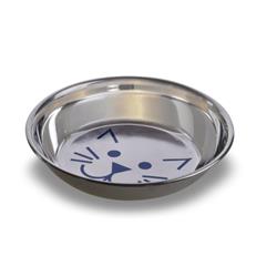 Van Ness Decorated Stainless Steel Saucer Cat Dish /8oz.